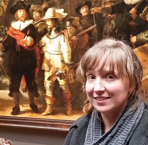 Julia in front of The Night Watch in the Rijksmuseum in Amsterdam.